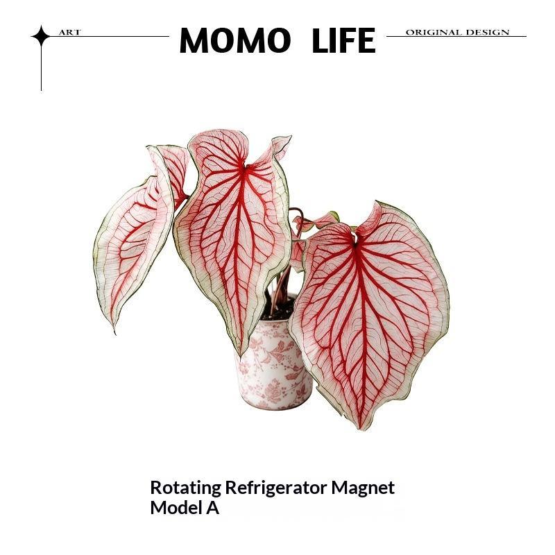 New Rotatable Mini Artificial Plant Fridge Magnets Realistic Leaf Design For Home Kitchen Office Decor