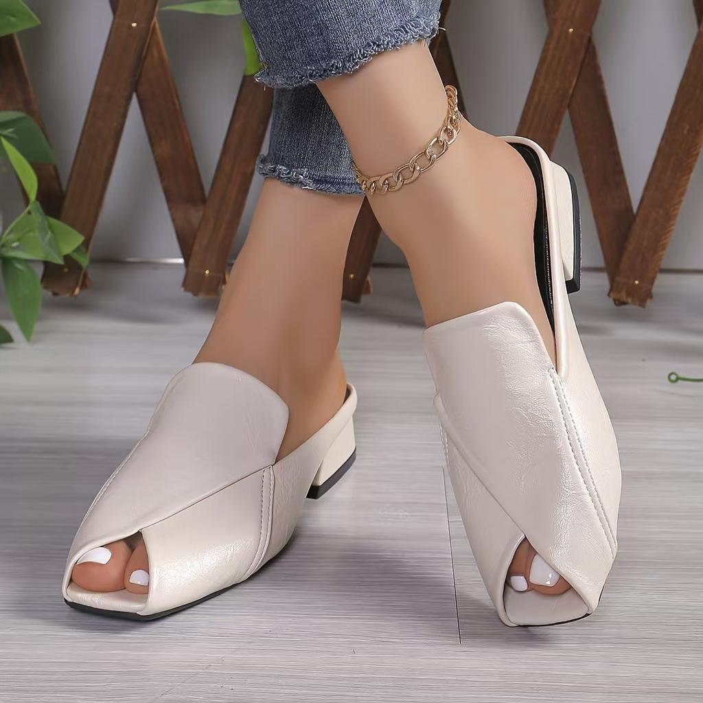 Fashion 2025 New Low Heel Soft Bottom Outdoor Cool Dragging Large Summer Sandals Half Dragging Fish Mouth Summer Outerwear