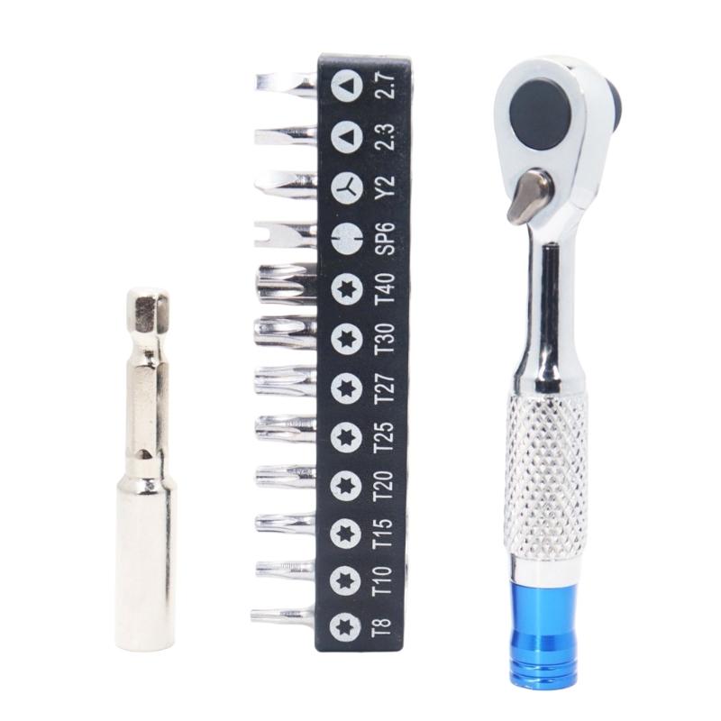 72 Tooth Mini Ratchet Wrench Spanner with Magnetic Bit Holder for Bike Repair and DIY Projects Compact Alloy Steel Tool