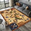 2025 New Style Retro Marine Nautical Chart Compass Carpet Rug for Home Living Room Bedroom Sofa Doormat Decor,Non-slip Floor Mat