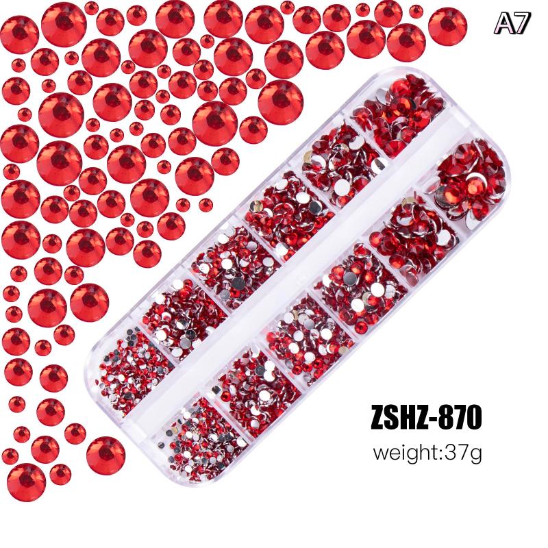 12Grids Box Mix Nail Art Rhinestone Nail Beads AB Crystal Flatback Jewelry Gems With Storage Organizer For Multicolour Nail Art