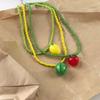 Contrasting Color Dopamine Bead Necklace Lemon Y2K Clavicle Chain Fresh Fruit Necklace  Vacation