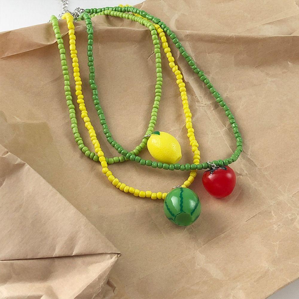 Lemon Fresh Fruit Necklace Contrasting Color Y2K Clavicle Chain  Birthday Gift