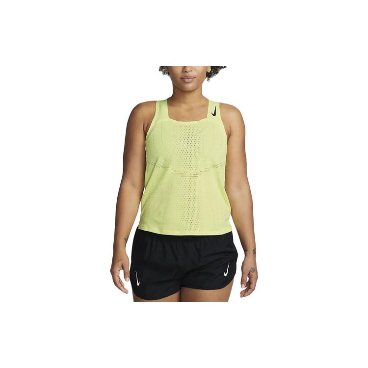 Nike Dri Fit Adv Aeroswift Logo Square Neck Tank Top Women Tops Fluorescent-Yellow DM7551-736 L
