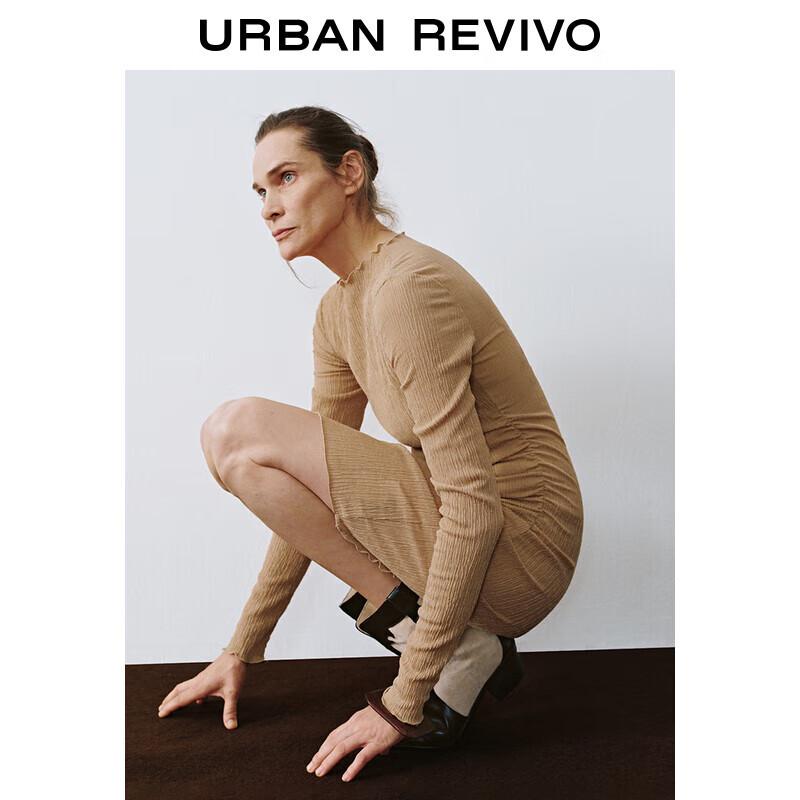 

UR Women s Textured Pleated Long Sleeve Dress M