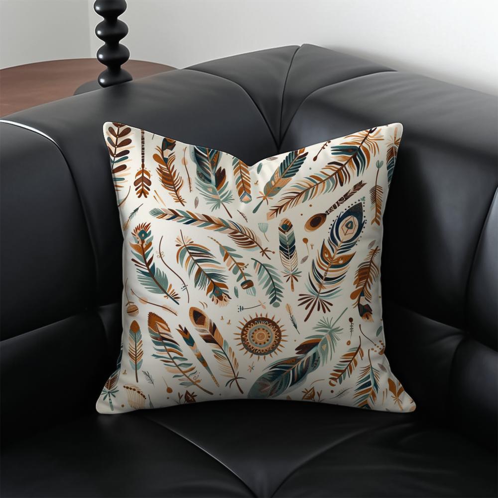 Boho Pattern Ethnic Art Cushion Cover Pillow Case Antidustmite Invisible Zipper Silky Plush Cushion