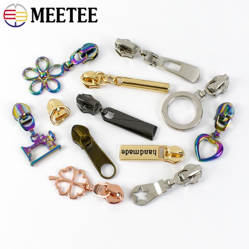 Meetee 5/10/20Pcs 5# Zipper Puller for Nylon Zippers Plastic Coil Zips Slider Heads Repair Kits DIY Garment Sewing Accessories