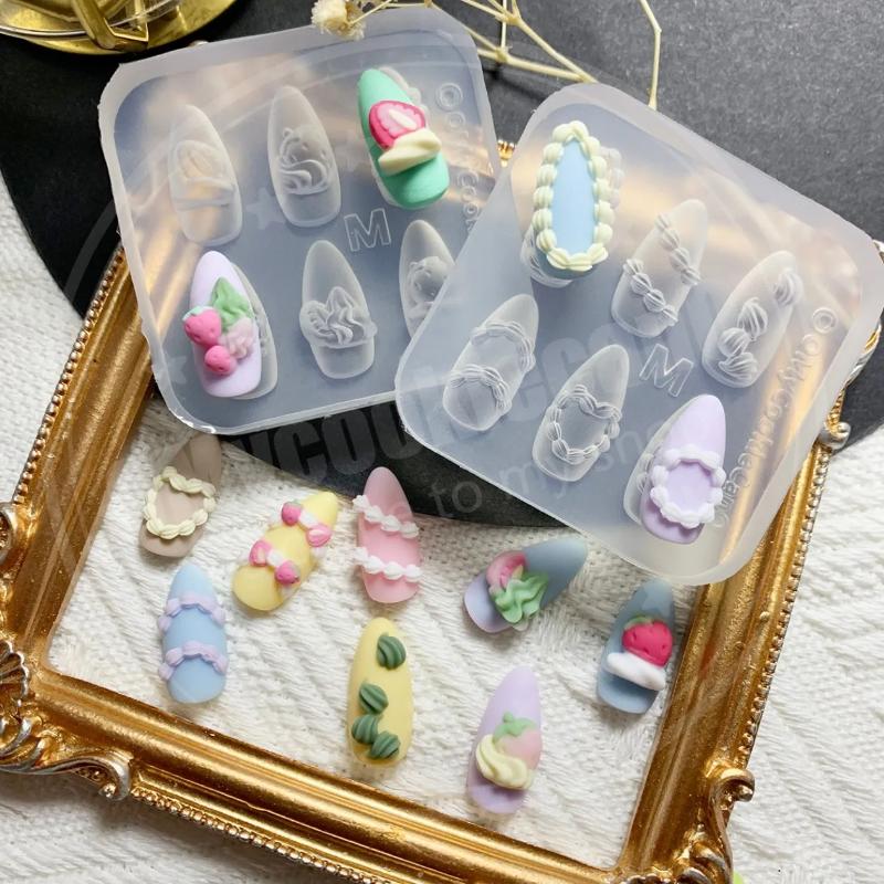 Cake Cream 3D Silicone Carving Jewelry Nail Mold Diy Design Nail Art Nails Decorations Template For Nail Charms Manicure