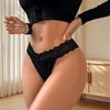 1pcs Sexy Lace Women G-string Thongs Bow Decor Elegant Comfortable Breathable Black Lingerie Panties