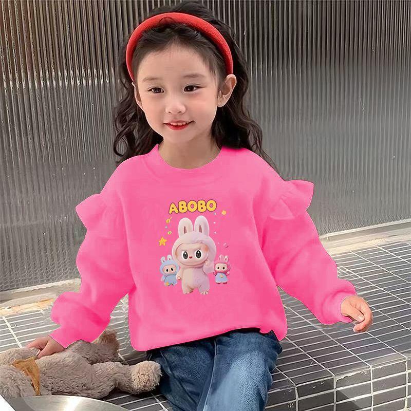 Girls Spring Autumn Cute Cartoon Long Sleeve Raglan Sweatshirt Top