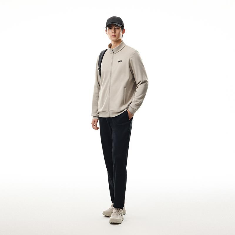 Anta Entraînement en extérieur Déplacements urbains Polyvalent Simple Confortable Fermeture éclair Col montant Chaud Polaire Tricoté Costume de sport décontracté Costume pour homme 952617202N-3