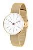 ARNE JACOBSEN BANKERS 53107-1609 Watch, 34mm, Nordic Design, Water Resistant (Quiet Design with No Second Hand), White Gold, Mesh Strap