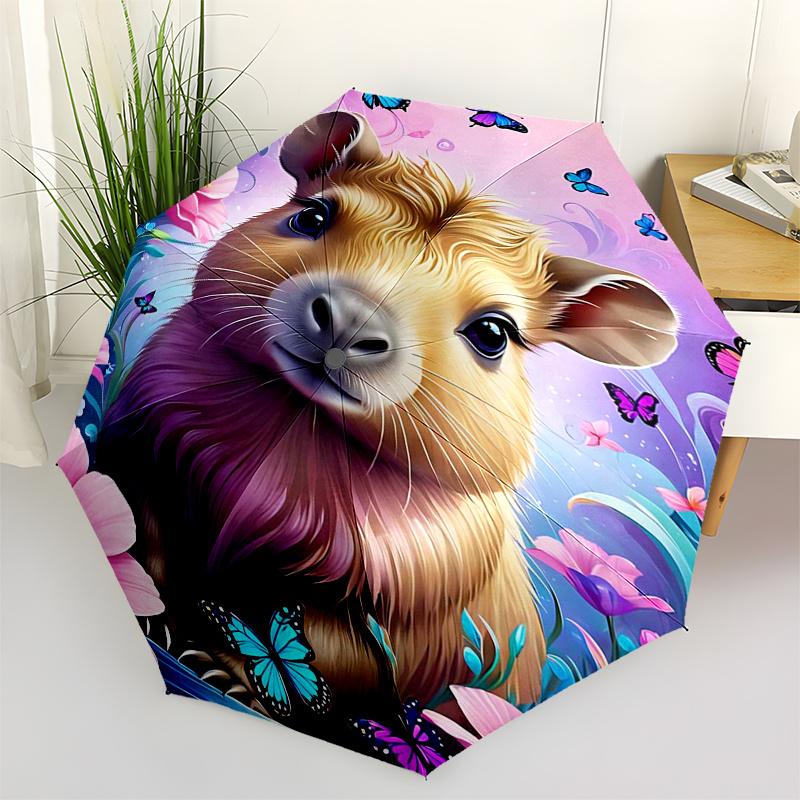 

Capybara Themed Travel Umbrella-8 Ribs Automatic Opening and Closing, Portable Folding Design, Compact and Stylish Umbrella Suitable for Out