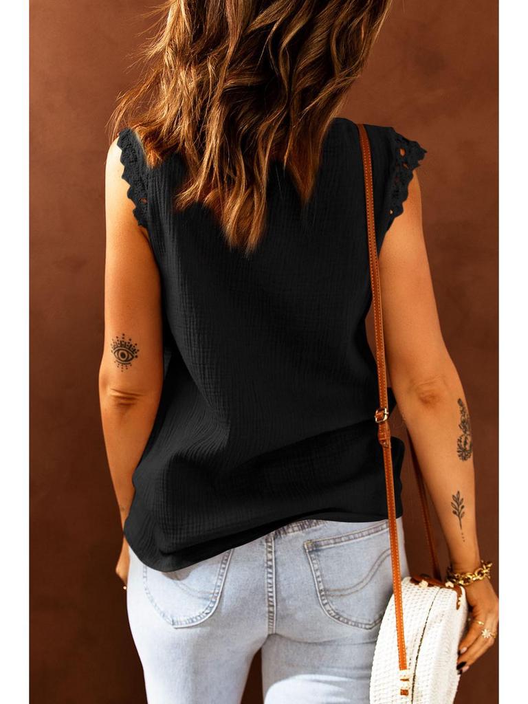 Women's Summer 2025 Pleated Lace Tank Top - New Style Fashion