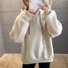 Hooded sweater women's autumn and winter raw loose girlfriends clothes fleece thickened top