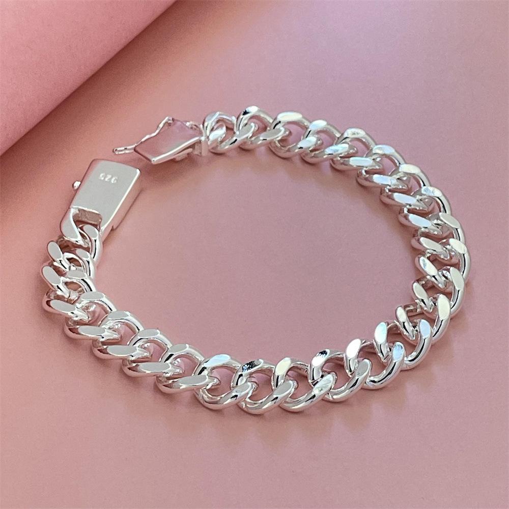 2026 Jewelry Silver-plated 10MM Square Buckle Side Bracelet Fashion Personalized Jewelry 10mm*20cm белый