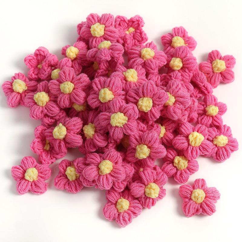 10pcs Hand-knitted Flower Applique Sew r For Clothes Shoes Hats Craft Diy Hair Clip Wedding Hats Decorative Accessories