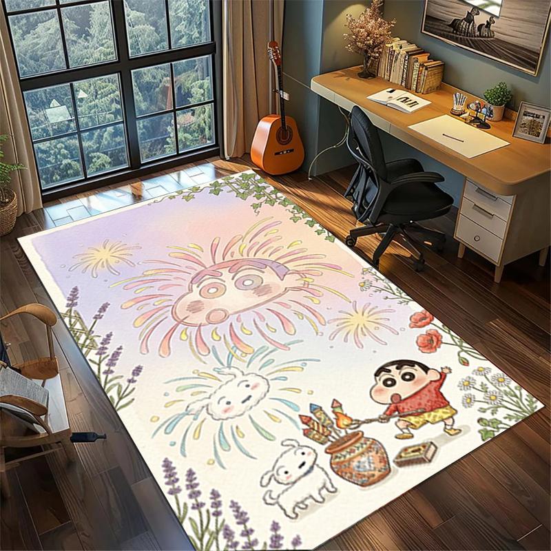 Crayon Shin-chan Rutschfester Schlafzimmerteppich Großer Waschbarer Teppich Bodenbelag für Gamer-Zimmer