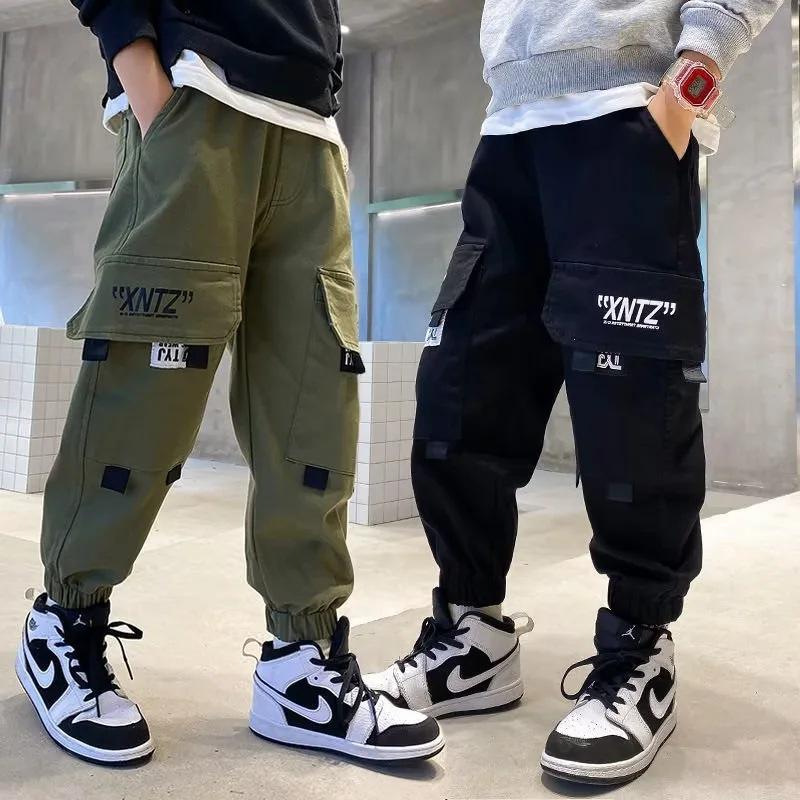 Spring & Autumn Boys' Loose Trendy Overalls - Medium & Large Casual Pants for Students