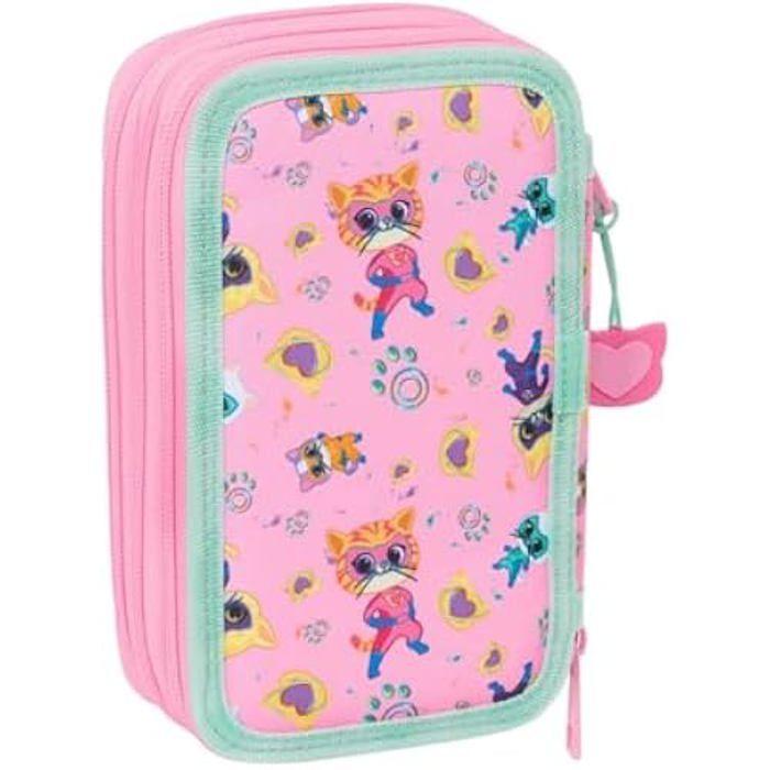 Trousse Scolaire - SAFTA - Superkitties - 37 Outils Inclus - Zippée - Enfant 5 à 14 Ans