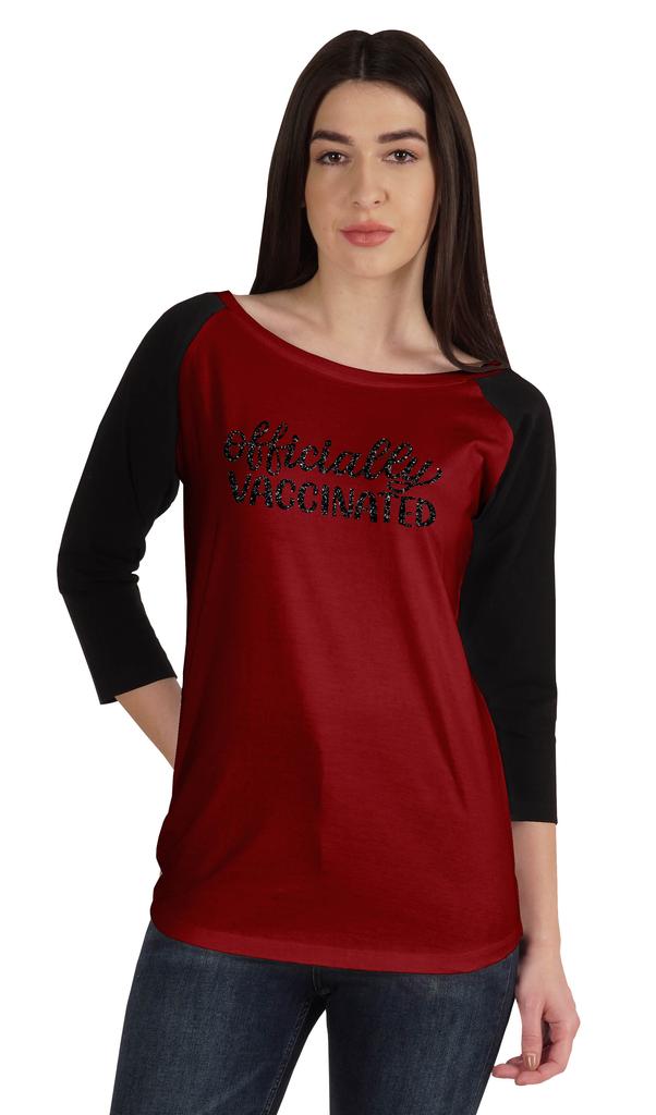 Inkmeso Officially Vaccinated Womens Funny Pro-Vaccine Tee Graphic T-shirt