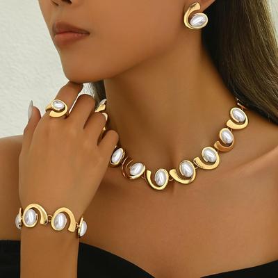 Kadınlar için Zarif Çinko Alaşımı ve Plastik Mozaik Takı Seti, Günlük Kullanım ve Hediye Verme için Mükemmel