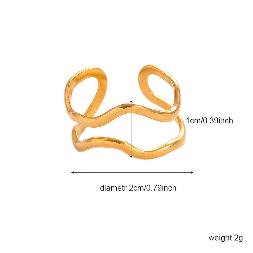 Women's Minimalist Irregular Lines Stainless Steel Ring – French-Inspired Cool Style for Index Finger
