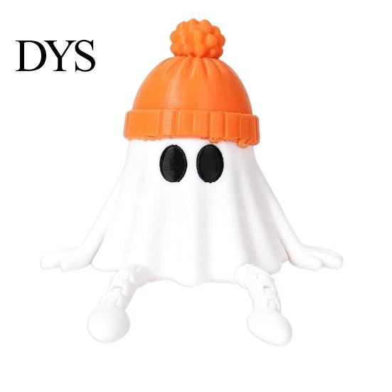 Ghost Figurines for Halloween Pumpkin Figurine, 3D Printed Statue with Stress Relief Fidget Toys Poseable Joint, Spooky Articulated Decor Ornament