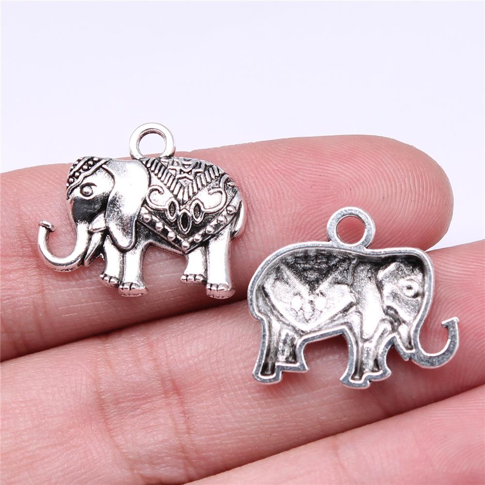 10pcs Elephant Charms For Jewelry Making Tibetan Bronze Silver Color Pendants Antique Jewelry Making DIY Handmade Craft
