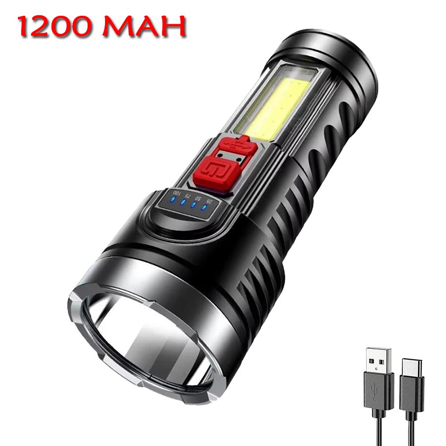 Portable Flashlight Rechargeable Powerful LED Torch IPX4 Waterproof 4 Modes 500LM Outdoor Lighting for Hiking Climbing Emergency