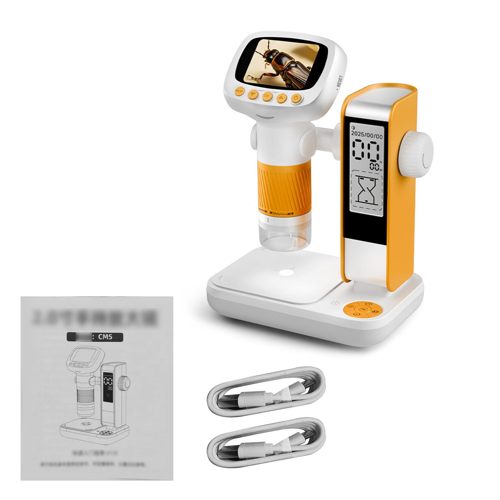 

Kids Microscope 2 Inch Screen 1000X Magnification Handheld Stand 2 In 1 Portable for Children