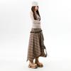Women's Irregular Plaid Tassel A-line Skirt with Embroidery - High Waist, Slimming Fit, Mid-length for Autumn/Winter