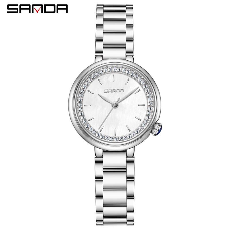 Sanda Women's Diamond-Studded Quartz Watch: Fashionable, Light Luxury, Versatile Steel Band 