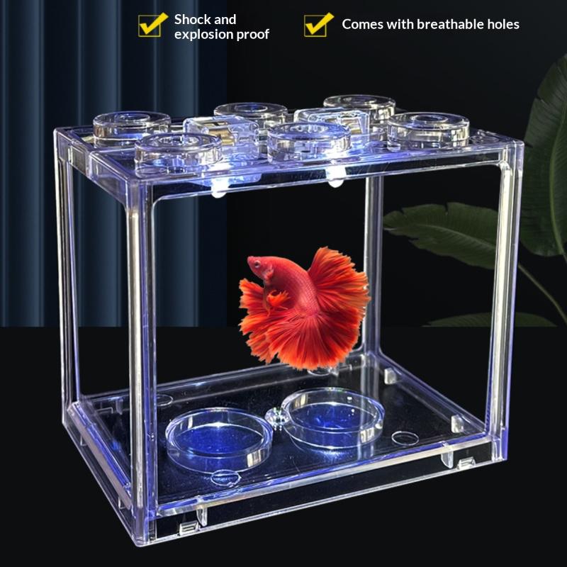 Mini Aquarium Acrylic Stackable Fish Tank Pet Box Transparent Reptile Breeding Container Home Decor Desktop Use