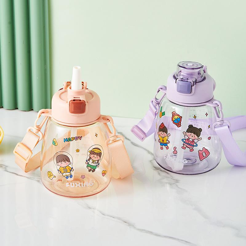 New High-value Pot-bellied Cup, Large Capacity, Simple and Cute, Children's Water Bottle, Straw Cup, Girls' Water Cup, High Temperature Resistance