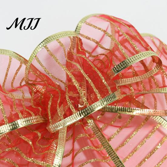 Christmas Ribbon for Tree Stripe Sequin Ribbon, Glitter Polyester Fabric Wide Craft Wrapping Holidays Decorative Ribbons Wreath Floral Arrangement