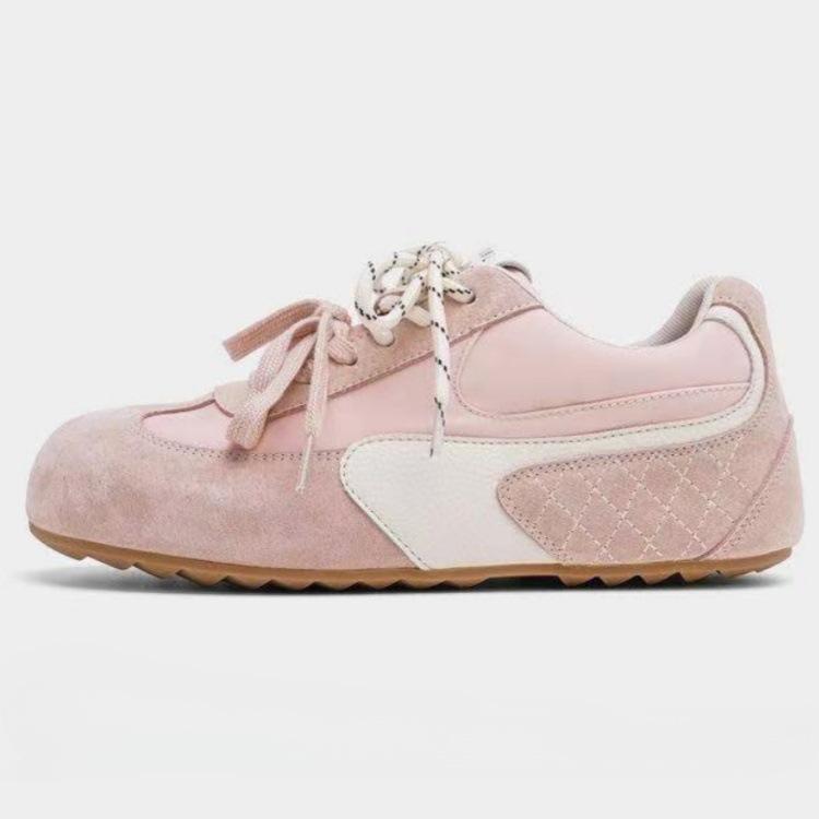 Sneakers women's French retro round head lace-up color matching Forrest Gump shoes comfortable and lightweight niche casual platform German training