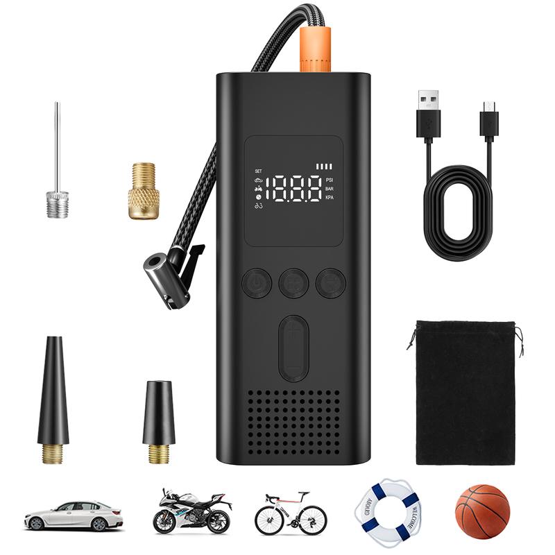 Portable Bicycle Air Pump Mini Electric Inflator for Cycling MTB Road Bike Compact Design чёрный
