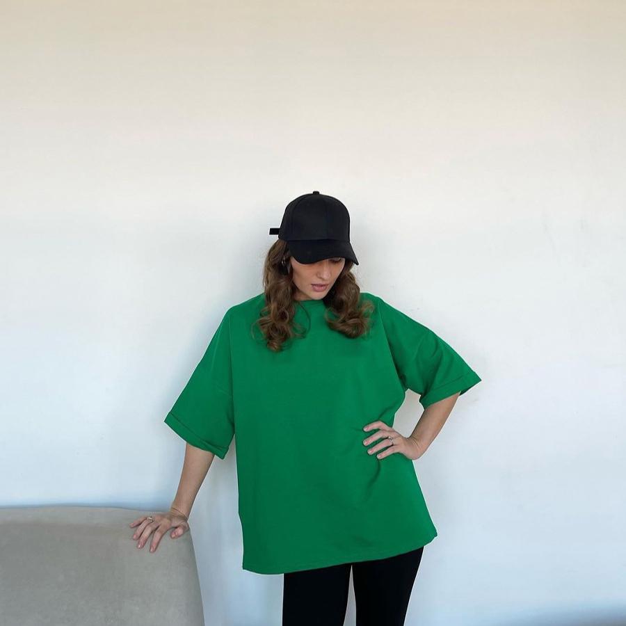 Women's Oversized Short Sleeve T-Shirts Basic Crewneck Tee Summer Breathable Loose Fit Casual Workout Solid Color Cotton Pullover Tops for Women