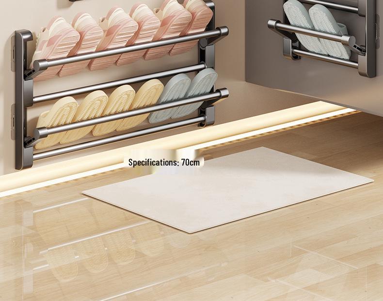 Wall-Mounted Foldable Slipper Rack: Non-Punch, Multi-Layer Shoe Storage for Bathroom Doors