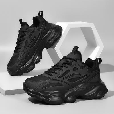 Large Size New Soft-soled Sneakers Spring Wear-resistant Men's Shoes Black Platform Casual Shoes Mesh Dad Shoes