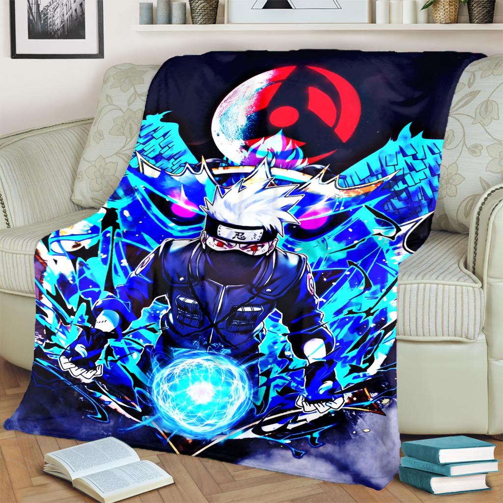 Anime-Naruto Print Blanket Warm Comfortable Flannel Blanket for Bedrooms, Sofas, Beds, Chairs, Picnics, Travel -LXR50
