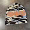 American Style Winter Knit Beanie Couples Streetwear Warm Cap With Letter Detail Unisex Camo Hat