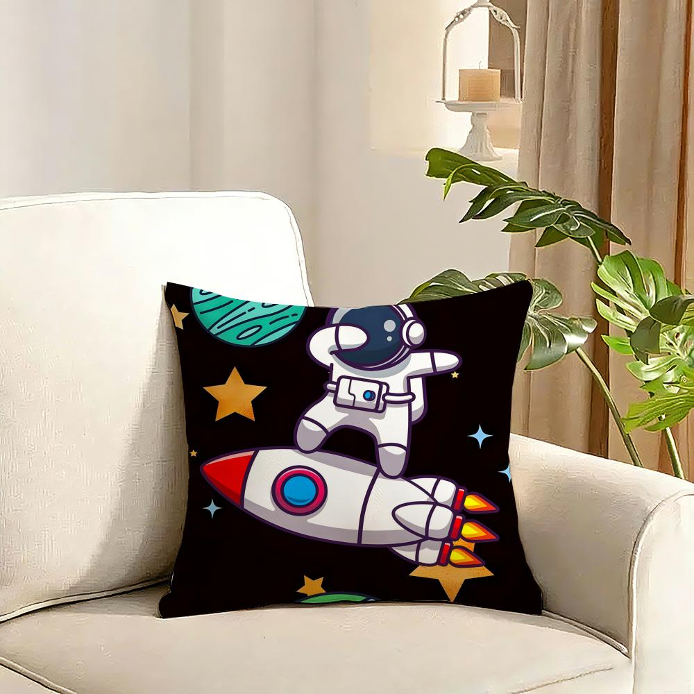 outer space spaceship astronaut rocket Cushion Cover Reversible Plush Pillow Cover Soft Fluffy  Home Decor for Sofa Bedroom