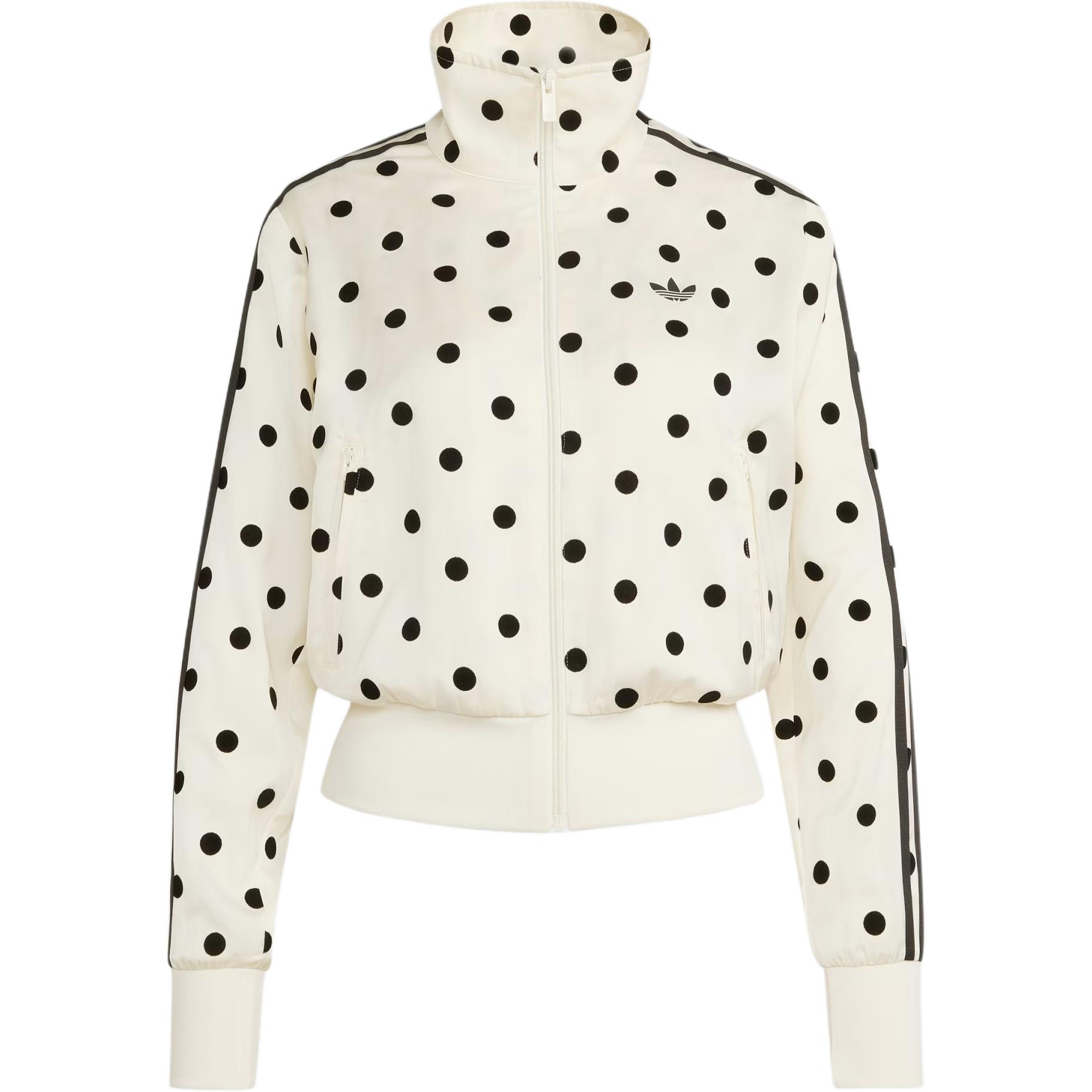 adidas Originals Women s Satin Polka Dot Stripe Full-Zip Track Jacket Off-White Female KV1165 XS