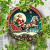 Vintage Christmas Santa Sleigh Ride Aluminum Metal Tin Wall Art Home Decor