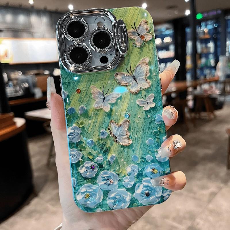 Butterfly Beach Design Phone Case IPhone 16 Pro Max 15 14 With Full Coverage Lens Protector Built-in Stand