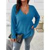 BITCED Women's Fashion Casual Solid Color Print Long Sleeve V Neck Blouses & Shirts