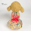 Beautiful Adorable Bright Color Dog Princess Dress Floral Print Pet Dog Puppy Bowknot Princess Dress Daily Wear
