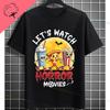 Retro Lets Watch Horror Movies Design Halloween Movie Lovers Graphic Tshirt Short Sleeve 100cotton Originality Casual Tshirt